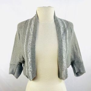 brunello cucinelli sequin cardigan open chest small gray cashmere coat shawl
